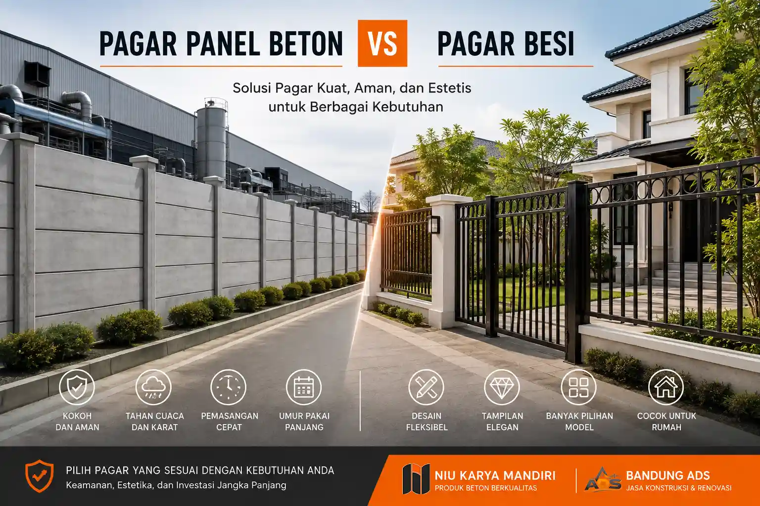 Apa Beda Pagar Panel Beton dan Pagar Besi