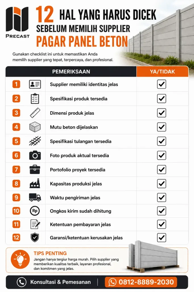 Cara Memilih Supplier Pagar Panel Beton yang Tepat dan Terpercaya Checklist Memilih Supplier Pagar Panel Beton