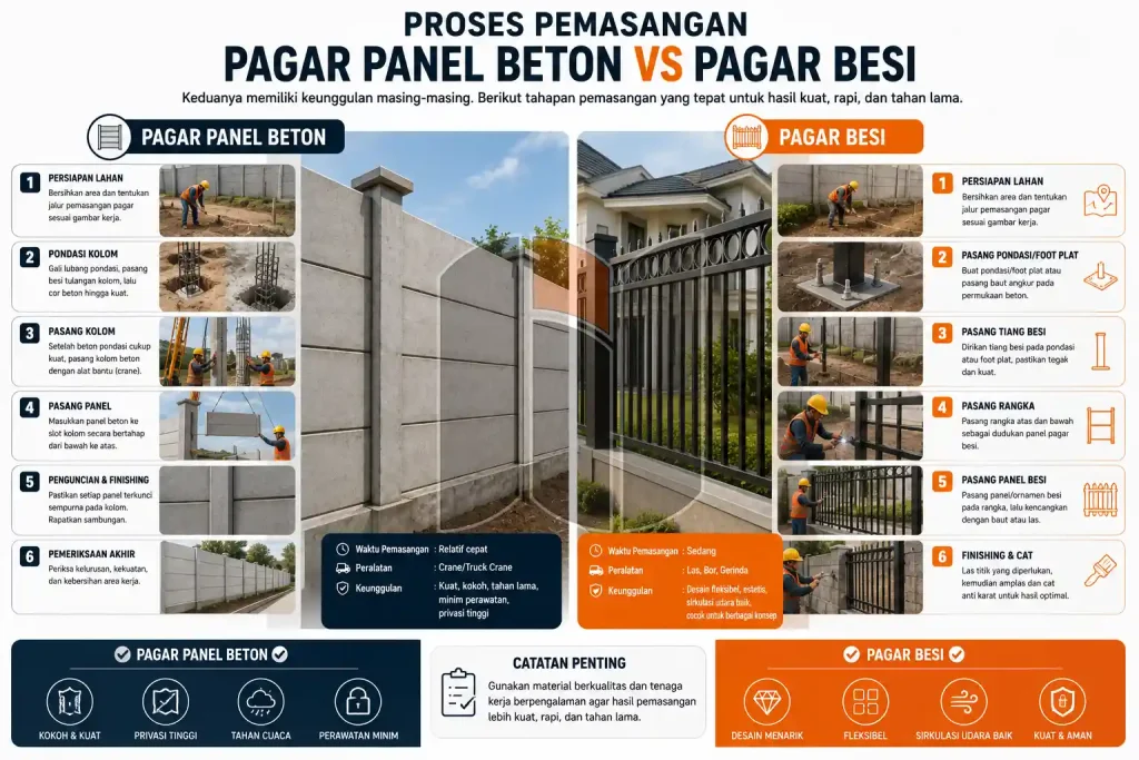 Panduan Pemasangan Pagar Beton vs Besi